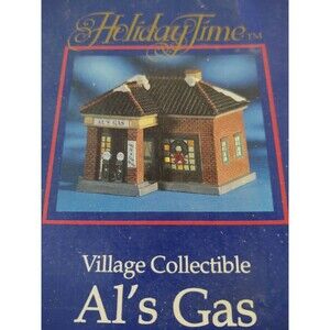 Al's Gas Village Collectible Lighted House Holiday Time